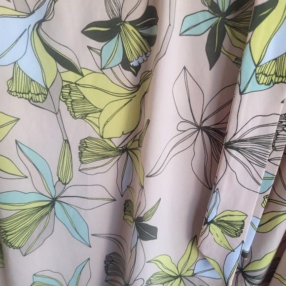 Liz Claiborne Size 2x Blush Pink Sleeveless Floral Print Stretch Blouse Tie Neck - Picture 9 of 9